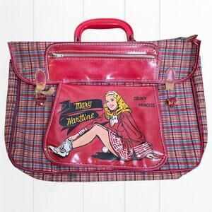 RARE Mary Hartline Golden Princess Plaid Vinyl Satchel Bag 50s Super Circus TV